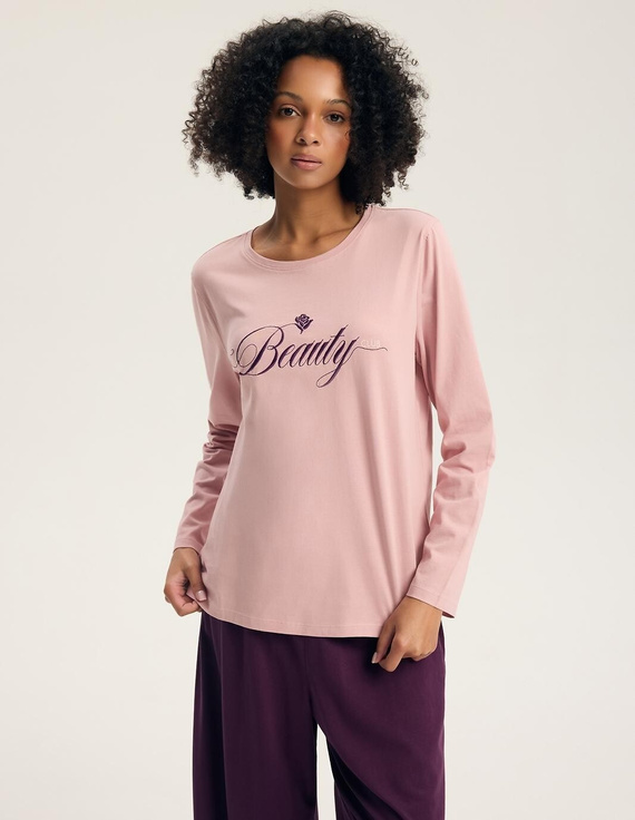 Pijamale damă Henderson 45443 Galla roz, 100% bumbac, mânecă lungă