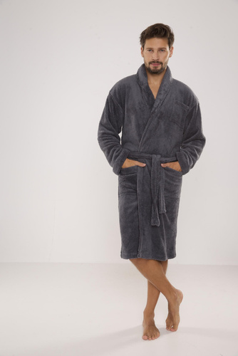 811 De Lafense halat de baie de pluș pentru bărbați - gri