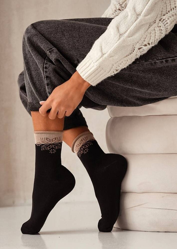 0071-007 Snowflake Unique Ciorapi de Crăciun damă Milena - negri