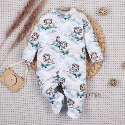 NINI BABY BEAR PILOT salopetă pentru bebeluși din bumbac organic ABN-5747/PIL