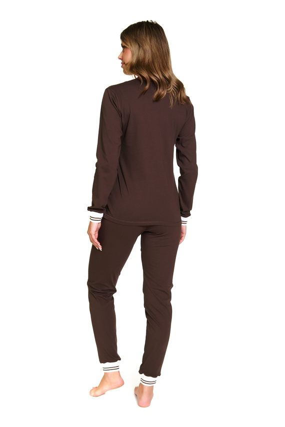 Doctor Nap 4504 – Pijamale de damă din bumbac cu manșete striate – stil și confort pentru fiecare zi – brownie