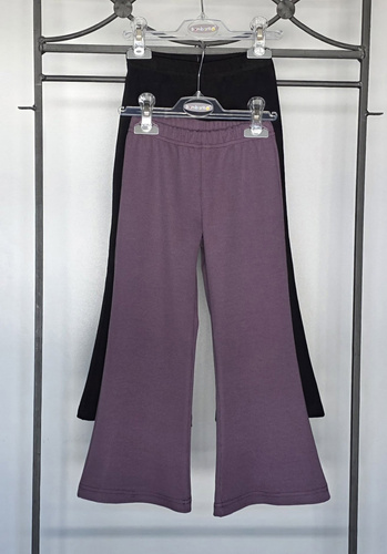 Bambarillo Chill Pantaloni evazați pentru copii, bumbac elastic, culoare prune