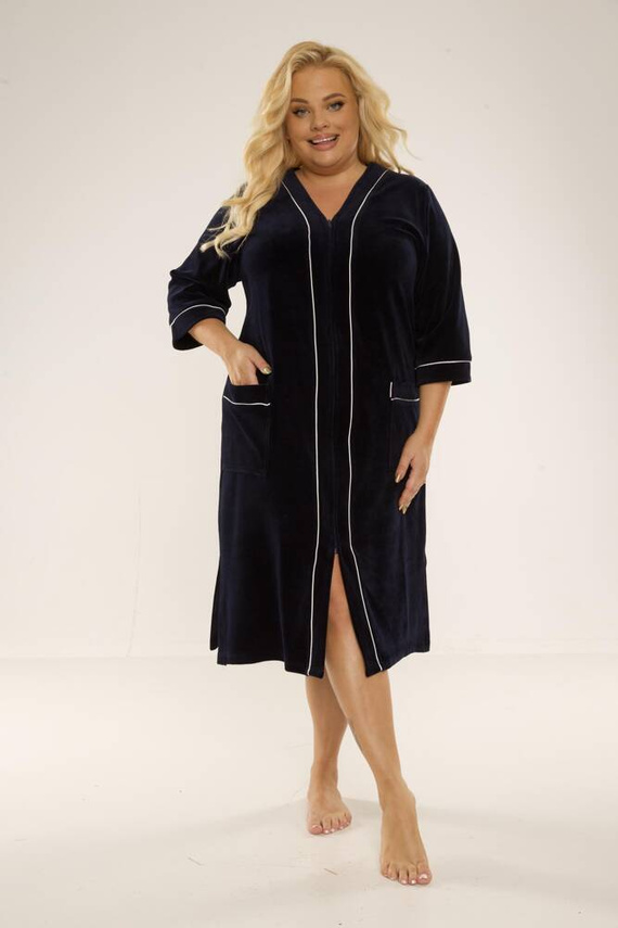 974 / 352 Velour Halat de damă Forex - albastru marin