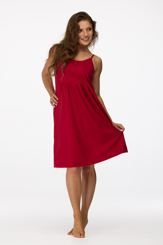 Cămașă de noapte Senizo Maternity nr. 26, culoare vișinie – 100% bumbac, fermoar pentru alăptare, bretele