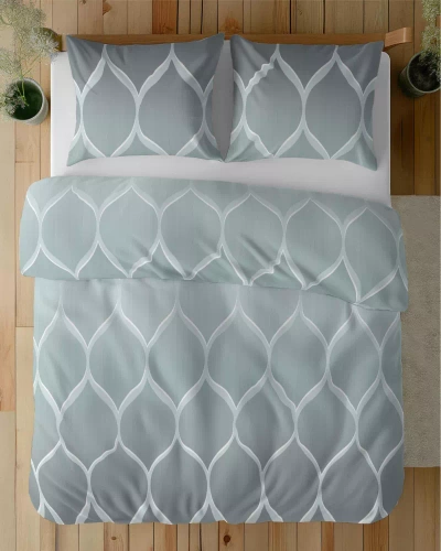 5221 A Lenjerie de pat din satin geometric Detexpol gri