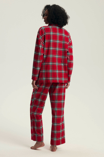 43718 Dotie Henderson Set pijama de Crăciun pentru femei, roșu - Mânecă lungă și pantaloni