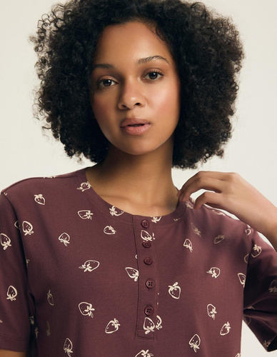 Cămașă de noapte Henderson Evika 45304 – bumbac, imprimeu căpșuni