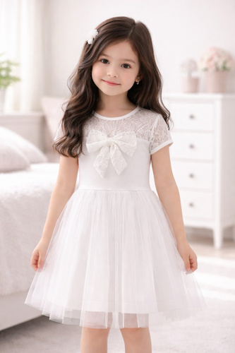 Rochie fetițe Emilka Bambarillo dantelă tulle elegantă ecru