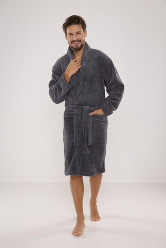 811 De Lafense halat de baie de pluș pentru bărbați - gri