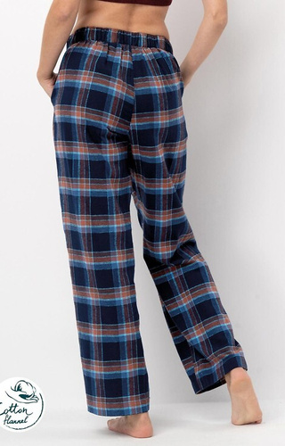 Pantaloni de pijama de dama LHE 431 Key, bleumarin - flanel din bumbac in carouri