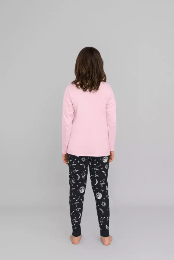 Umbra Pijama pentru fete, cu mânecă lungă și pantaloni Italian Fashion- somon/print