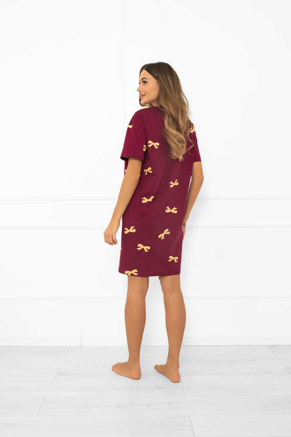 Cămașă de noapte pentru femei Kwadro Modă italiană - bumbac, cu mânecă scurtă, cu fundițe