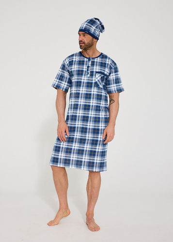 Cornette 109/37– cămașă de noapte bărbați din 100% bumbac, mânecă scurtă, nasturi și buzunar