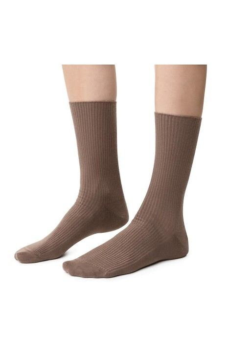 Art. 062 Șosete de damă Steven 013, bej închis - cu nervuri, fără presiune, bumbac