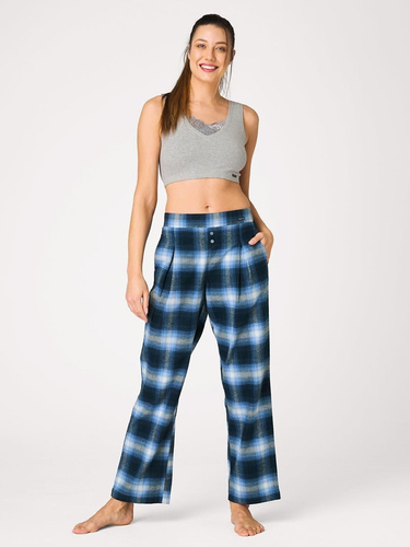 Pantaloni de pijama damă Key LHE 465 jeans – flanelă, 100% bumbac