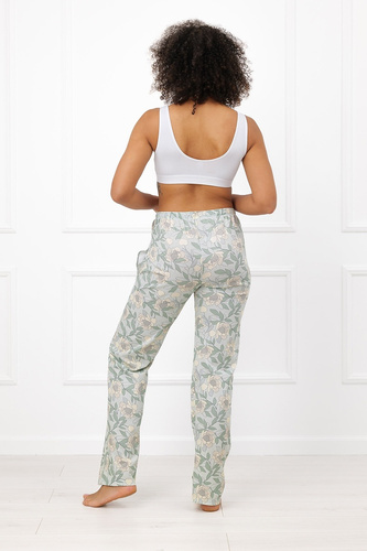 Pantaloni damă Sandra Italian Fashion din bumbac, lungi, în carouri, cu buzunare