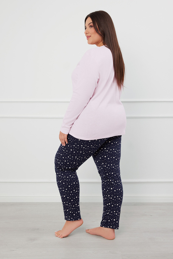 Libra Pijama de damă cu mânecă lungă și pantaloni Italian Fashion - roz/print 