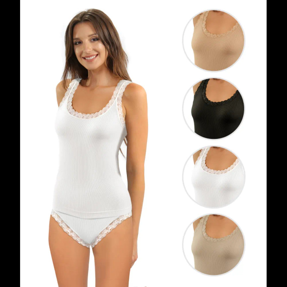 Maieu damă Sesto Senso 6109 dantelă fără cusături elastic confort white