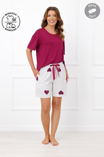 Italian Fashion Kioga Pijamale damă vâscoză Mega Soft șorturi cu inimioare