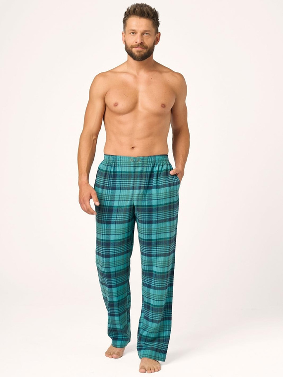 Pantaloni de pijama bărbați Key MHT 048 verzi din flanel 100% bumbac