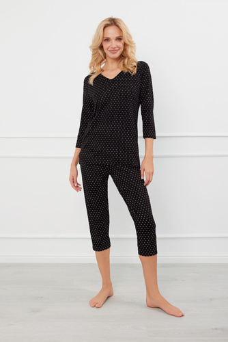 Pijama 3/4 pentru femei Puntini Italian Fashion - negru 