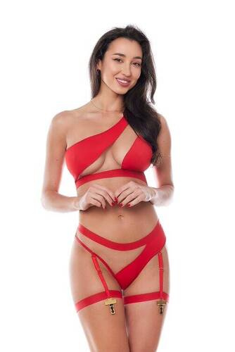 Giselle Set Komplet damski Anais czerwony - bodystocking GRATIS