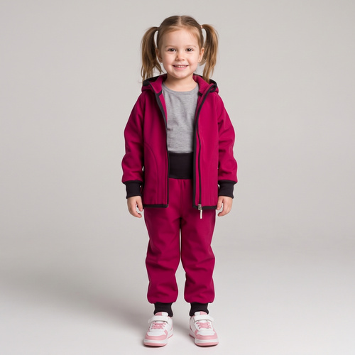 Nicol Pantaloni softshell copii 229051 polar talie înaltă cu manșete bordo