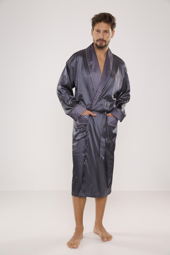 940 Forex halat de baie din satin pentru bărbați - gri