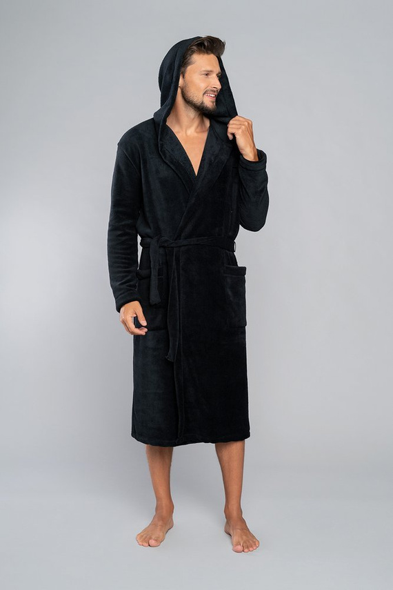 Mimas Halat de baie cu glugă pentru bărbați Italian Fashion - gri 