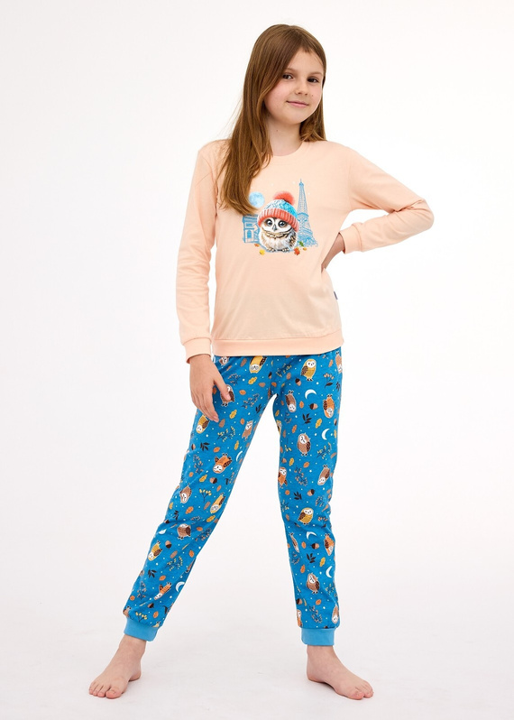 977/188, 978/188 Paris pijamale fete – bumbac, maneci lungi, culoare piersici