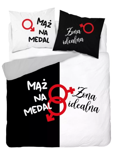 5121 Set de lenjerie de pat Holland Detexpol din bumbac, soț/soție perfectă premiat – 100% bumbac, față-verso, producție poloneză