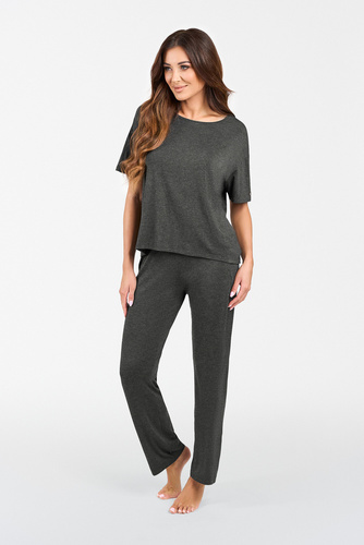 Akord Ladies set cu mânecă scurtă, pantaloni lungi Italian Fashion - dark melange
