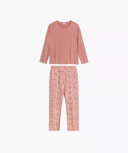 Atlantic NLP-522 Pijamale damă lungi 100% bumbac Pantaloni cu modele roz