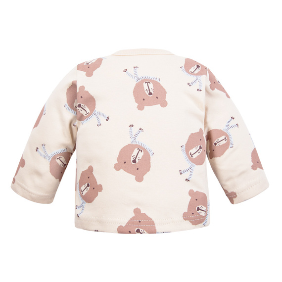 Caftan pentru bebeluși Beary Cool Eevi – bej deschis, bumbac, imprimeu, snaps