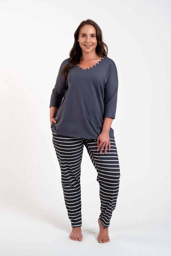 Betty Pijama de damă cu mânecă 3/4, pantaloni lungi Italian Fashion - imprimeu grafit/grafit