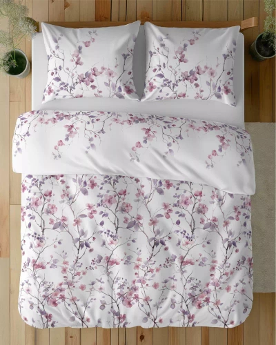 5490 B Detexpol Satin Stories lenjerie de pat satin alb | 100% bumbac, țesătură din satin, fermoar, ambalaj cadou
