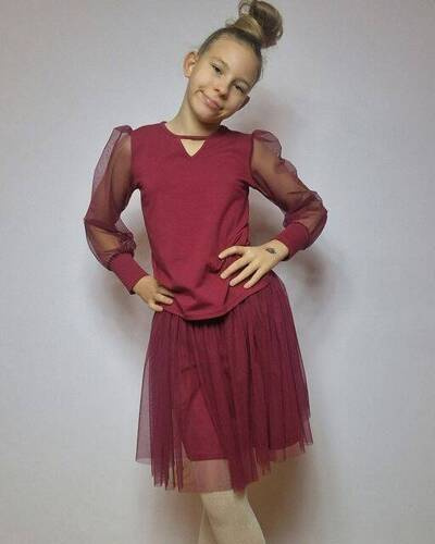 Fusta din tul Sonia Burgundy Bambarillo