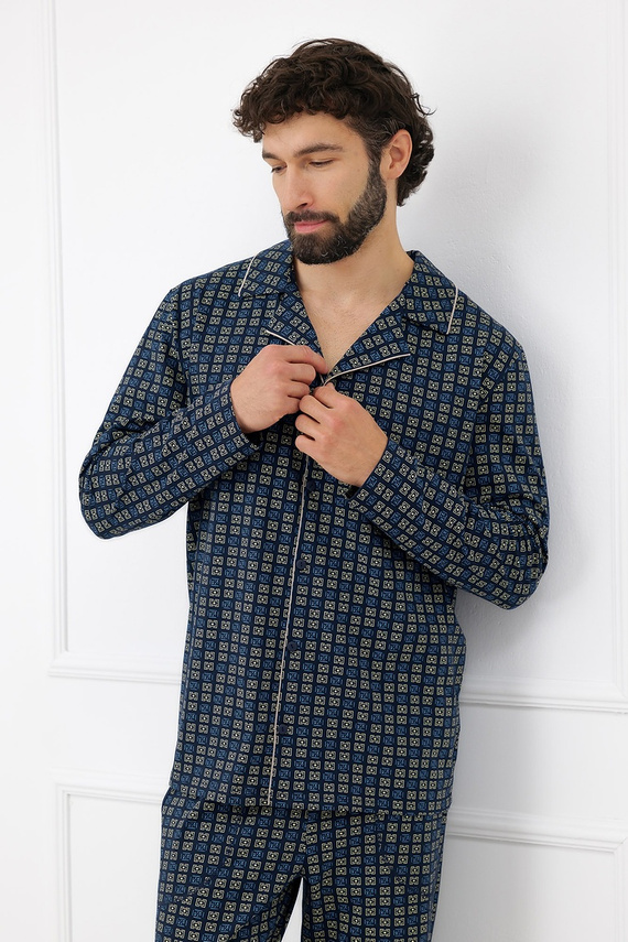 Pijamale bărbați Italian Fashion Broken 100% bumbac, lungi, cu nasturi