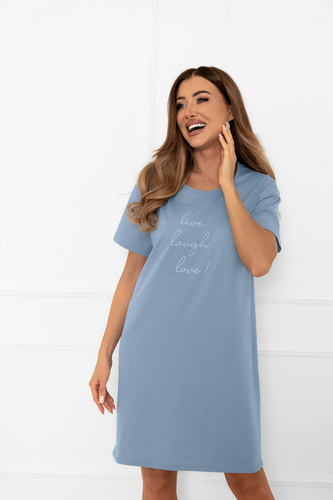 Cămașă de noapte pentru femei Ksara - mânecă scurtă, bumbac Italian Fashion - oțel