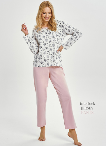 Pijamale dama Martina 3451 Taro, alba, 100% bumbac clasic