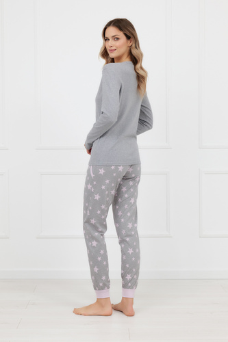 Pijamă damă din bumbac Sara Italian Fashion – set cu mânecă lungă și pantaloni, fină și confortabilă