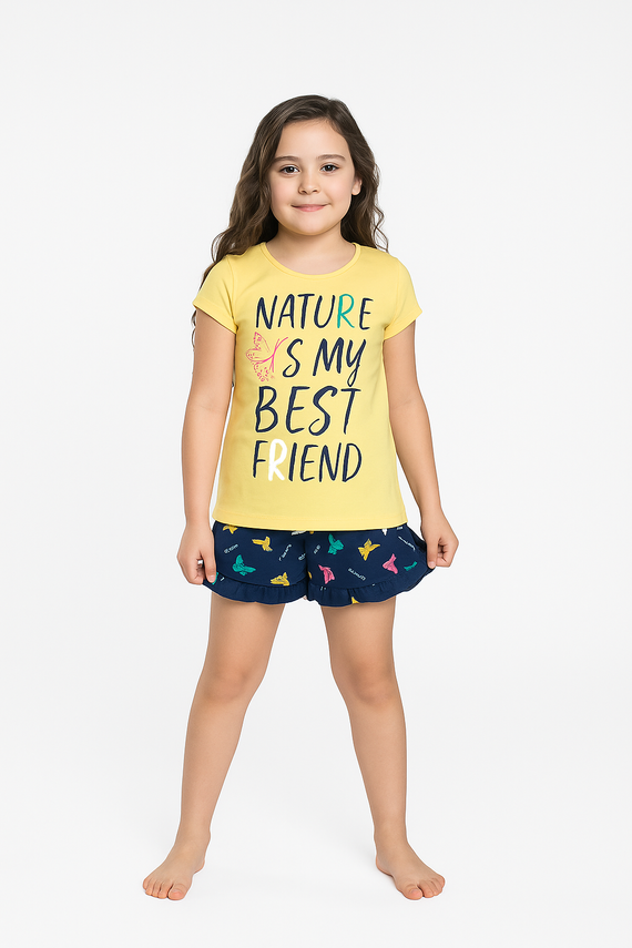 Mariposa Pijama pentru fete Italian Fashion - galben/albastru