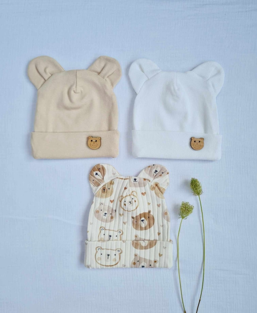 3715Pălărie cu urechi Ecri Teddy Marija - ecru