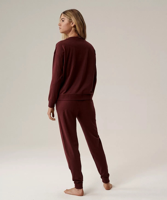 Pijamale de damă Atlantic NLP-499, vin - bumbac, mâneci lungi, confortabile și elegante