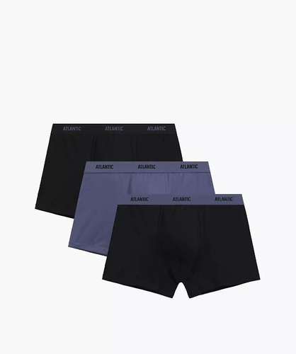 Boxeri bărbați Atlantic 3MH-0111 A3, set 3 bucăți, negru-denim, 95% bumbac, croială ajustată