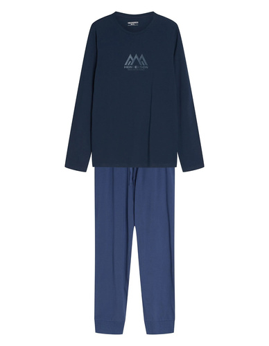 Henderson Fin 45499 Pijamale bărbați lungi 100% bumbac cu imprimeu steel blue