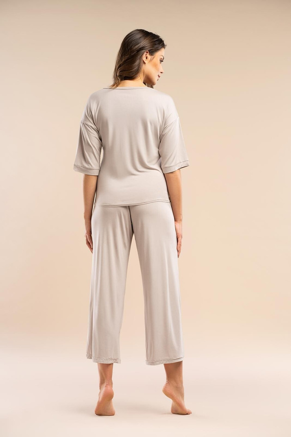 Pijamale dama MK34 Only You, bej Belle Reverie - vascoza, maneca scurta, usoara si senzuala