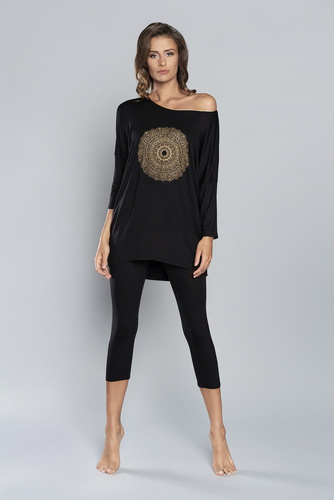 Pijama de damă Mandala Italian Fashion - negru
