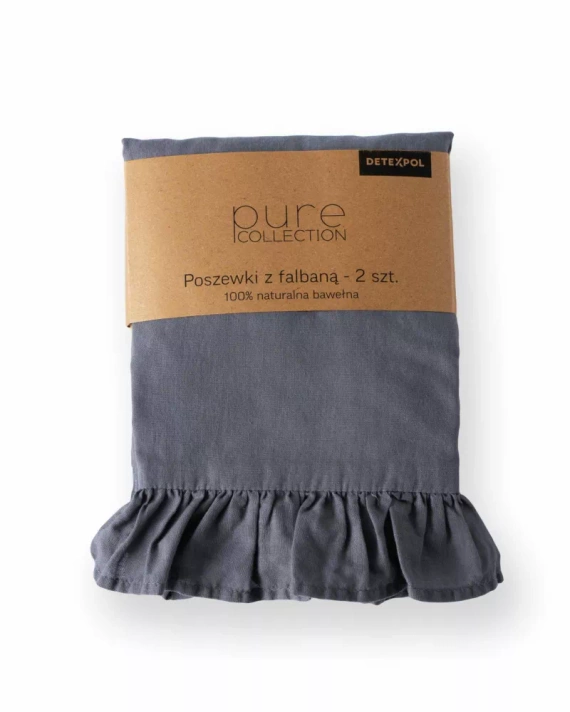 Pure 23 Lenjerie de pat din bumbac monocolor Detexpol grafit