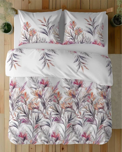 5504 A Lenjerie de pat din bumbac Tropical Flowers Naturalis – Detexpol alb
